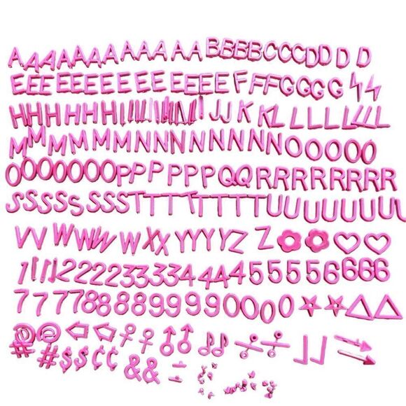 NEW PINK Plastic Letters Numbers & Symbols Set for Felt Letter Board (2 Sizes) - Picture 6 of 13